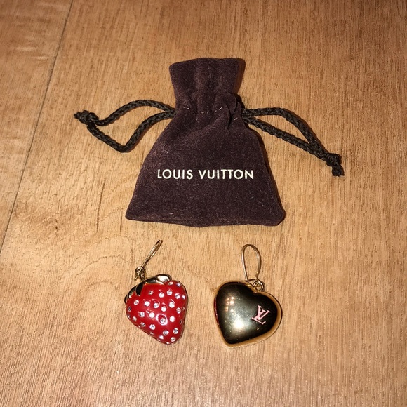 Louis Vuitton Jewelry - Louis Vuitton Strawberry & Gold Heart Earring Set